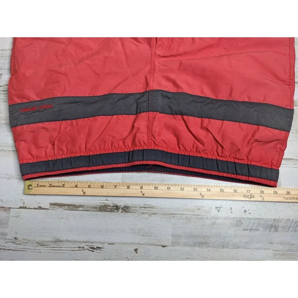 VTG Polo Sport Ralph Lauren L Large Swimwear Trunks Red Bathing Suit Mesh‎ Lined